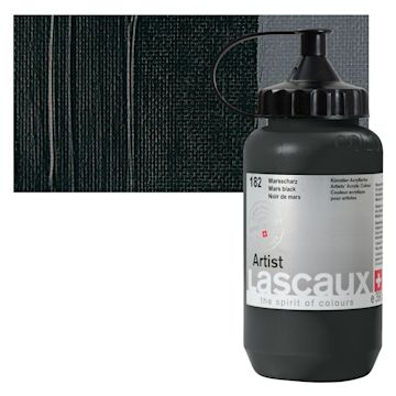 Open in modal - Lascaux Artist Acrylic - Mars Black, 390 ml tube and swatch