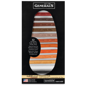 General's MultiPastel Chalk Sticks - Front of package of Earth Tones Set of 12, showing chalks