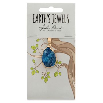 Open in modal - Earth's Jewels Semi-Precious Pendants - Front view of package of 21 mm Blue Agate
