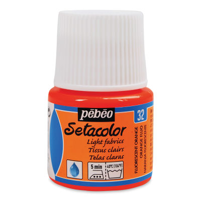Pebeo Setacolor Fabric Paint - Fluorescent Orange, 45 ml bottle