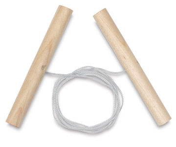 Nylon Clay Cutter - Top view of Wrapped Nylon string and wooden handles
