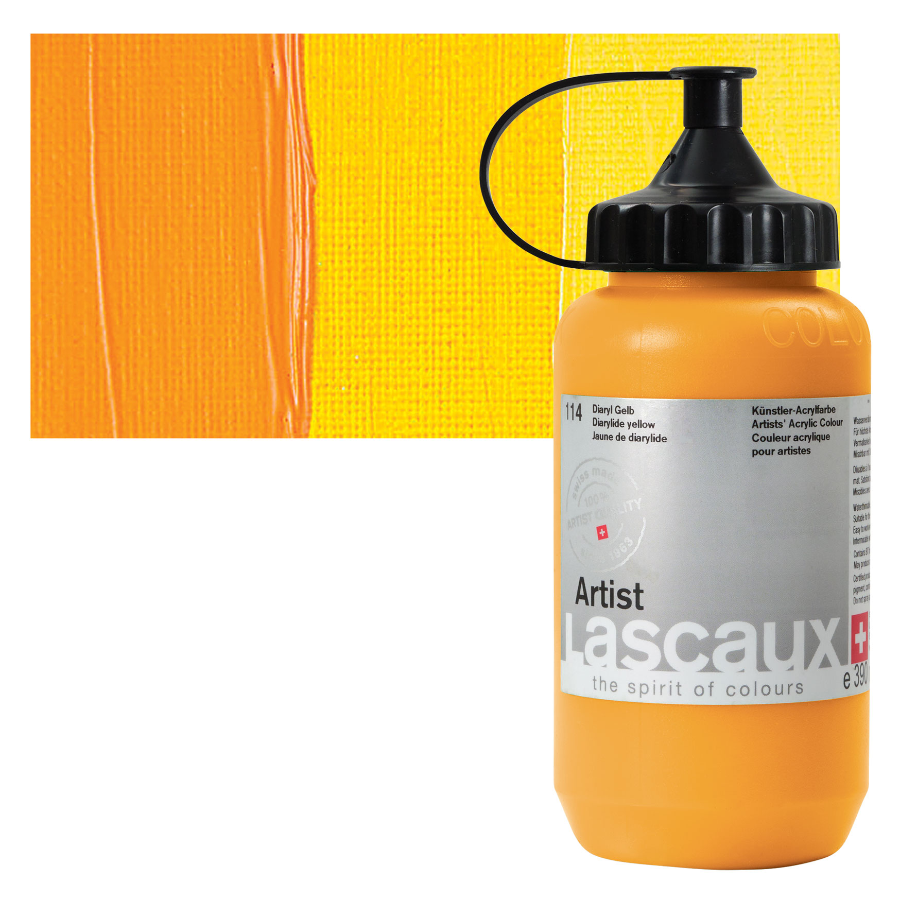 Lascaux Artist Acrylics - Diarylide Yellow, 390 ml Tube