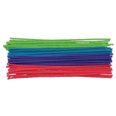 Spiral Chenille Stems - Assorted color Stems shown horizontally