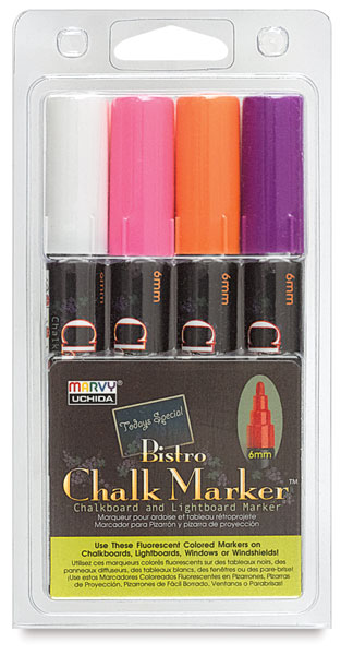 Marvy Uchida Bistro Chalk Marker Set - Assorted Colors, Set C, 6 mm Chisel  Tip