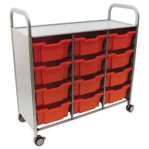 Gratnells Callero Plus Cart - Treble Cart, 12 Deep F2 Trays, Flame Red
