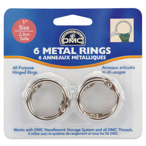 DMC Metal Craft Rings, Pkg of 6, 1", In Package