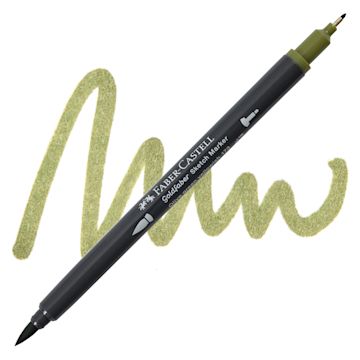 Open in modal - Faber-Castell Goldfaber Sketch Dual-Tip Marker - 173 Olive Green Yellowish, swatch and marker
