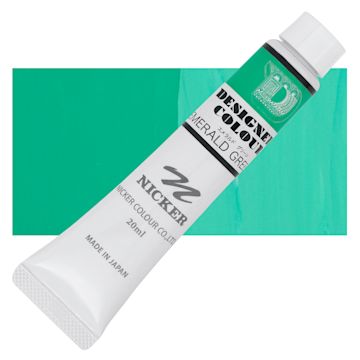 Open in modal - Nicker Designers Color Gouache - Emerald Green, 20 ml tube and swatch
