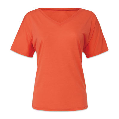 Bella Canvas Slouchy V-neck T-shirt - Front of Coral Shirt