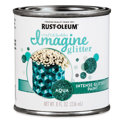 Rust-Oleum Imagine Intense Glitter Paint - Front of 8 oz can of Aqua paint