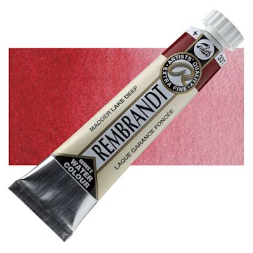 Open in modal - Rembrandt Artist Watercolor - Madder Lake Deep, 20 ml tube and swatch