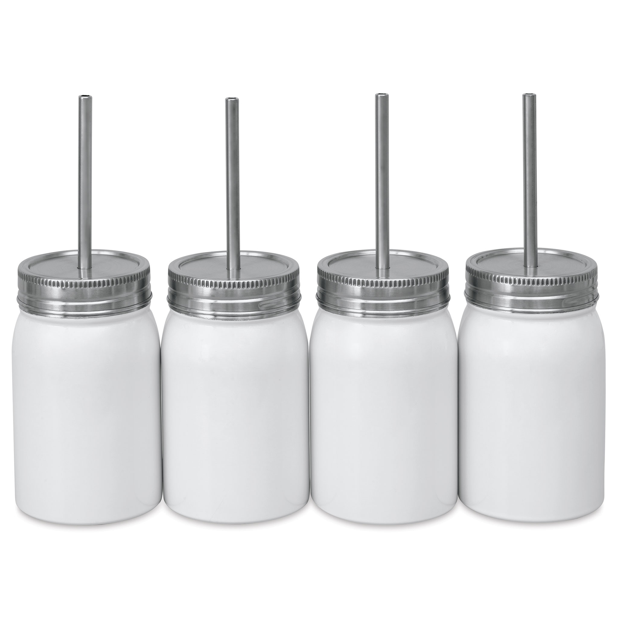 Craft Express 17 Ounce Sublimation Stainless Steel Mason Tumbler with Straw, 4 Pack - White, Size: Medium