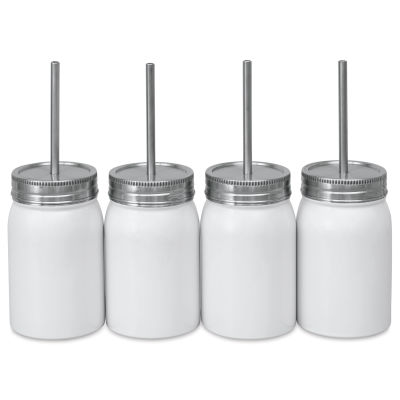 Craft Express Sublimation Printing Stainless Steel Mason Tumbler - 17 oz, White, Set of 4 (out of packaging)