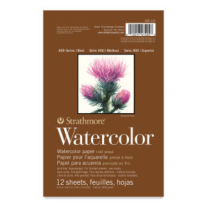 Strathmore 400 Series Watercolor Paper Pad - 5-1/2'' x 8-1/2'', Tape Bound, 12 Sheets