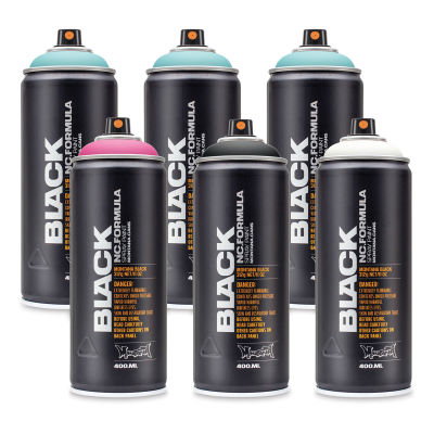 Montana Black Spray Paint - Front view of Wildstyle Set of 6 cans