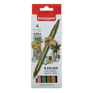 Bruynzeel Fineliner Brush Pens - Marrakesh, Set of 6 (front of package)