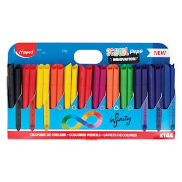 Open in modal - Maped Color'Peps Infinity Colored Pencils - Classroom Pack, Set of 144, one side of the packaging