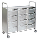 Gratnells Callero Plus Cart - Treble Cart, 12 Deep F2 Trays, Translucent