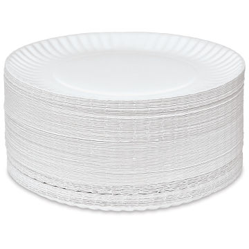 Uncoated Paper Plates - Stack of 250 plates shown
