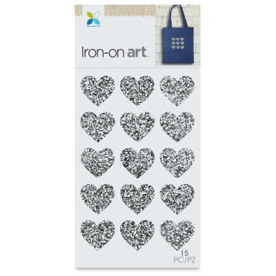 Momenta Iron-On Art - Silver Glitter Mini Hearts