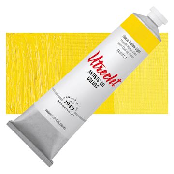 Open in modal - Utrecht Artists' Oil Paint - Hansa Yellow Light, 150 ml tube and swatch