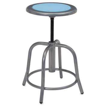 National Public Seating Designer Swivel Stool - Gray frame showing footring and Blueberry seat