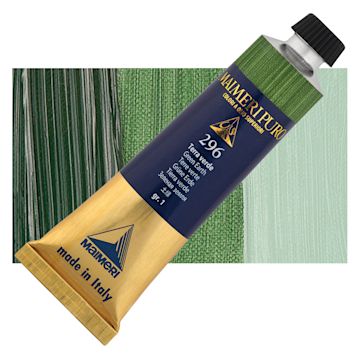 Open in modal - Maimeri Puro Oil Color - Green Earth, 40 ml tube and swatch
