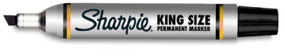Sharpie King Size Marker - Black Marker shown horizontally and uncapped to show wedge tip