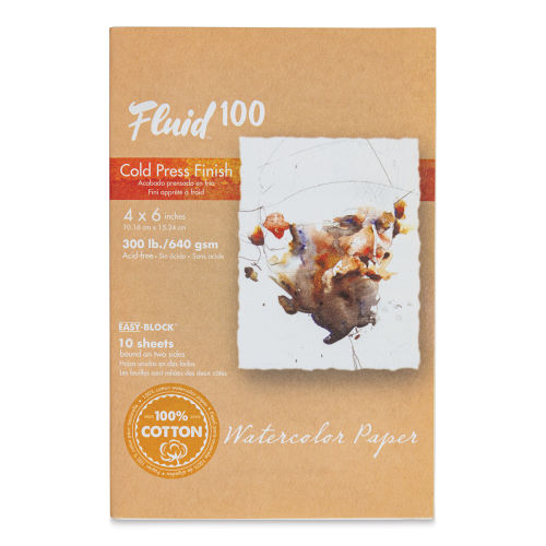 Fluid 100 Watercolor Paper Easy-Block 300lb Cold Press 8x8