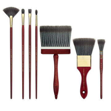 Blick Master Synthetic Badger Brushes - Various styles of brushes upright