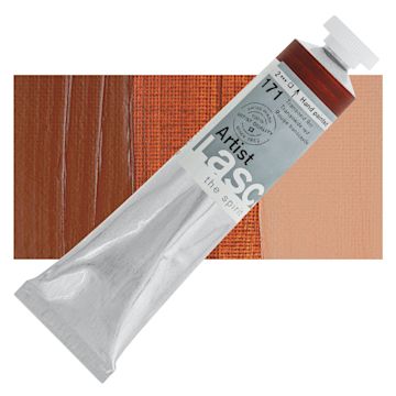 Open in modal - Lascaux Artist Acrylic - Transoxide Red, 45 ml tube and swatch