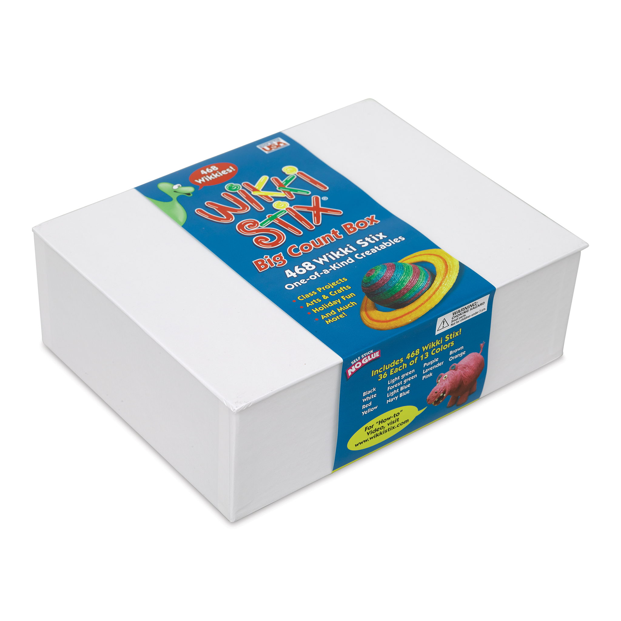 Wikki Stix Big Count Box, 468 13 Colors in Cool Storage Box with a 12 Page  idea Booklet, Made in The USA