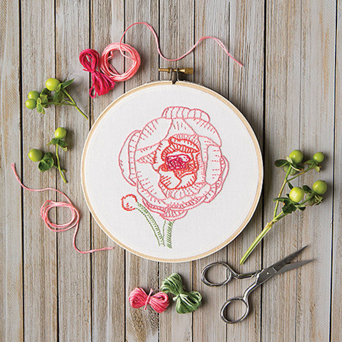 Leisure Arts Embroidery Kit 6 Coral Peony- embroidery kit for beginners -  embroidery kit for adults - cross stitch kits - cross stitch kits for  beginners - embroidery patterns 