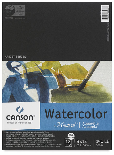 Canson Montval Pad, Cold Pressed Watercolor Paper, 12 sheets, 300gsm  (9.4x12.6-inch, 11.7x16.5-inch)