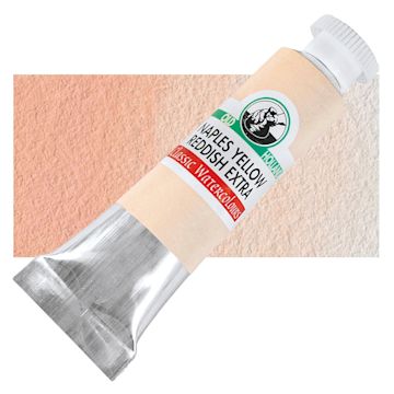 Open in modal - Old Holland Classic Artist Watercolor - Naples Yellow Reddish Extra, 6 ml tube and swatch