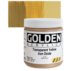 Golden Heavy Body Artist Acrylics - Transparent Yellow Iron Oxide, 8 oz Jar