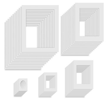Open in modal - Pre-Cut Mat Frames - White, Assorted 5-Styles, Pkg of 60