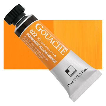 Open in modal - ShinHan Professional Designers Gouache - Permanent Yellow Orange, 15 ml tube and swatch