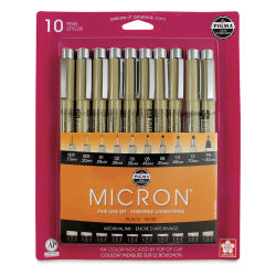 Sakura Pigma Micron Pens - Set of 10, Black, Assorted Wide