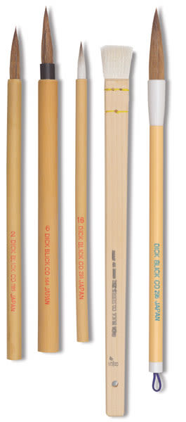 Blick Bamboo Brush Set - 5 pc component brushes shown upright