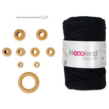 Open in modal - Hooked Zpagetti Macrame Hanging Basket Kit - Black