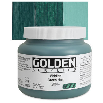 Golden Heavy Body Artist Acrylics - Viridian Green Hue, 32 oz Jar
