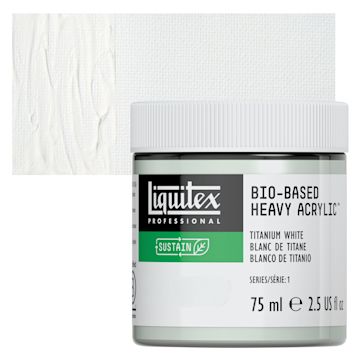 Open in modal - Liquitex Bio-Based Heavy Acrylic Paint - Titanium White, 75 ml jar and swatch