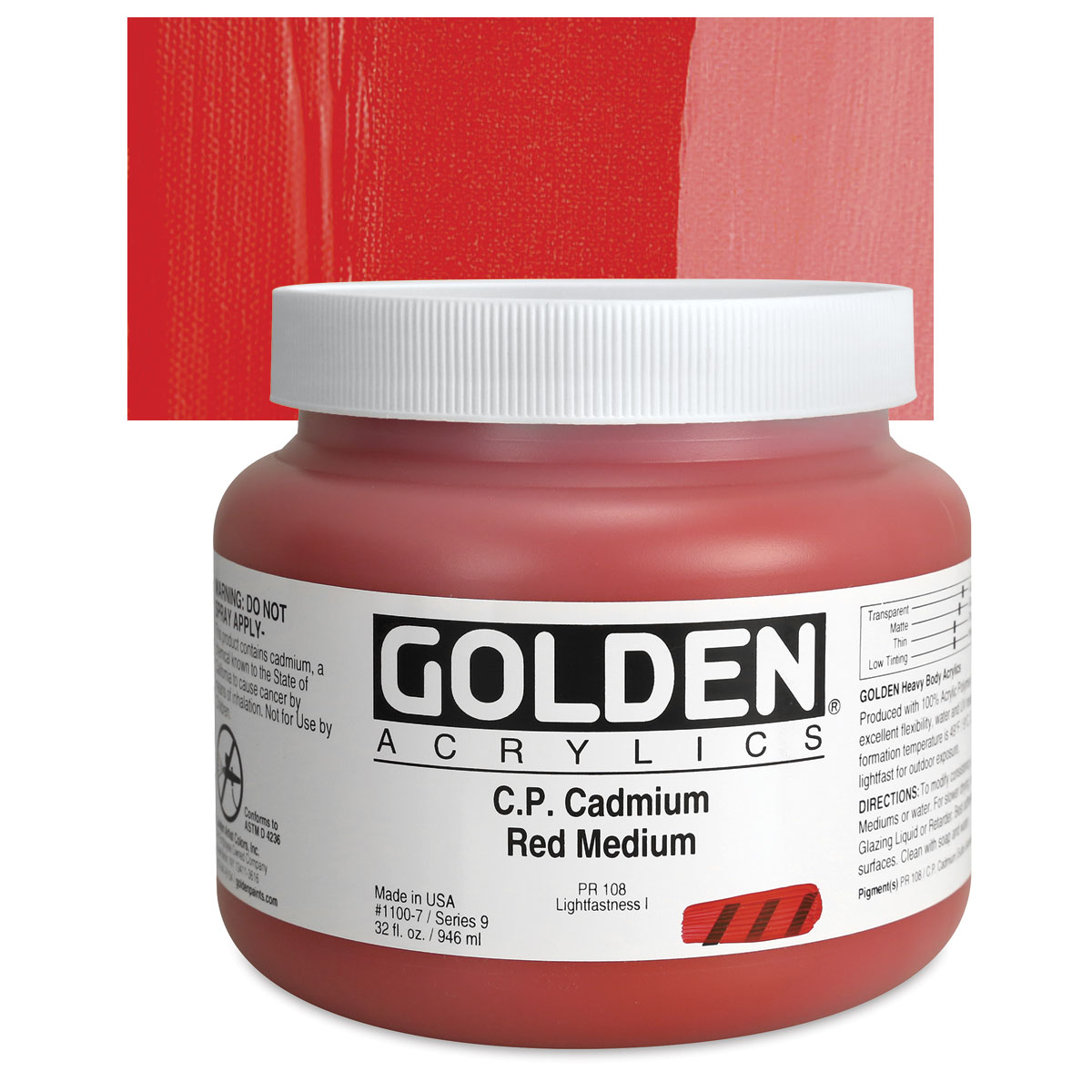 Golden Acrylic Paint NEW in Tub 8 oz Heavy Body CP CAdmium Red good Medium