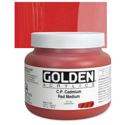 Golden Heavy Body Artist Acrylics - Cadmium Red Medium, 32 oz jar