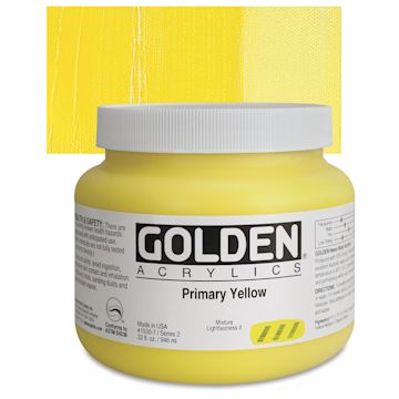 Open in modal - Golden Heavy Body Artist Acrylic - Primary Yellow, 32 oz Jar and swatch