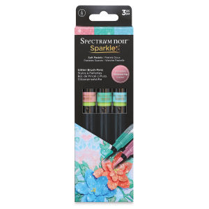 Spectrum Noir Sparkle Glitter Brush Pens - Soft Pastel Colors, Set of 3 (front of package)