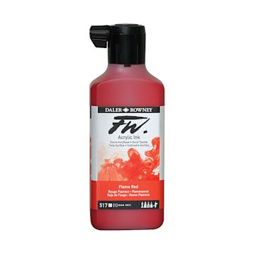 Open in modal - Daler-Rowney FW Water Resistant Ink-Flame Red 6oz