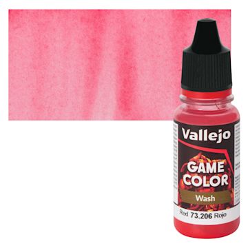 Open in modal - Vallejo Game Color Fluid Acrylic Wash - Red, 18 ml Bottle and Swatch