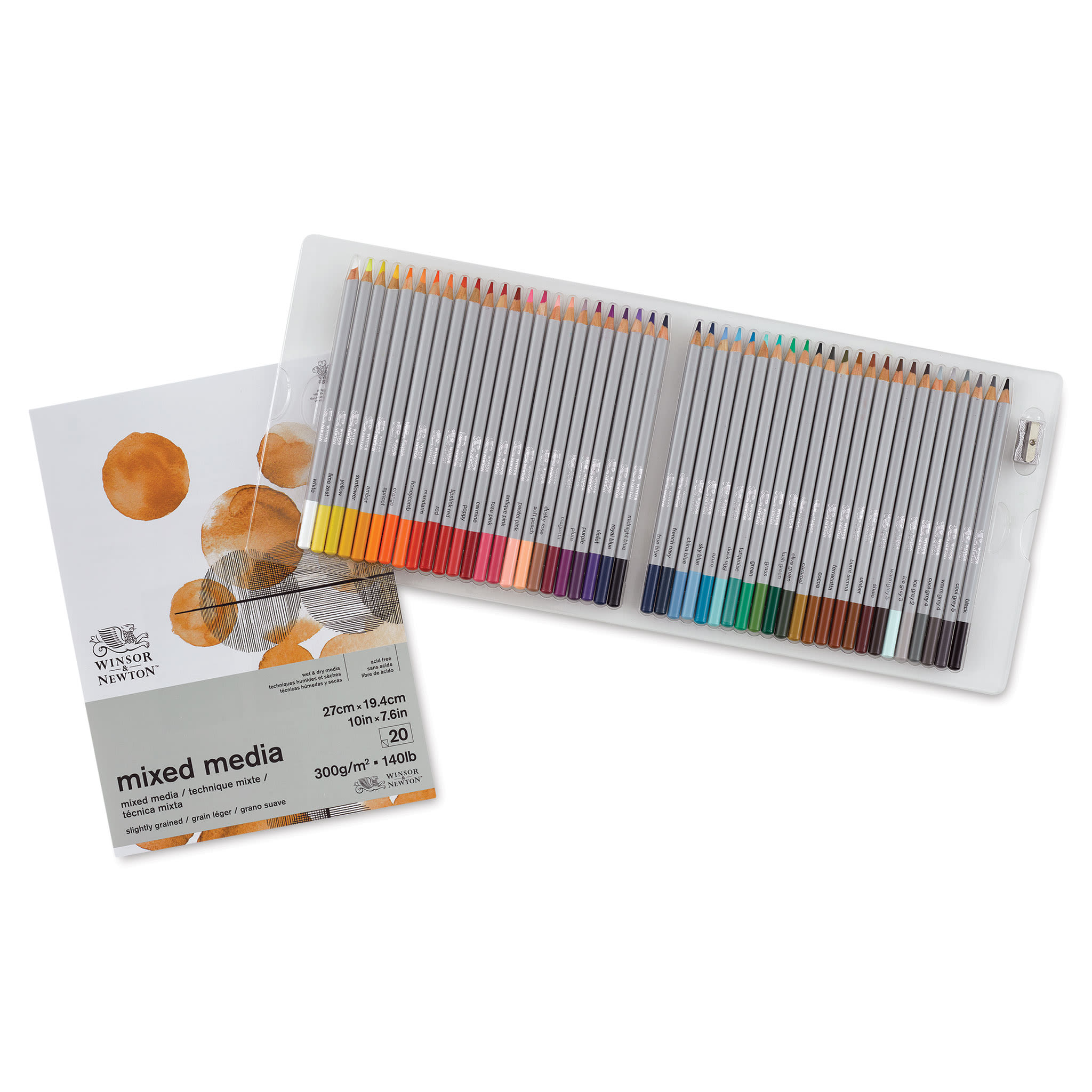 Winsor & Newton Studio Collection Colored Pencils - Set of 48, with Paper Pad and Sharpener